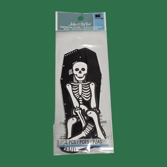 Halloween Stickers Jolee's White Pumpkin Glitter Gem Repeats Articulate Skeleton - Picture 2 of 8